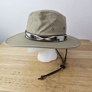 Goorin Bros Hat One Size Mens Beige Aztec Leather Chin Strap Traveler‎ Outdoor